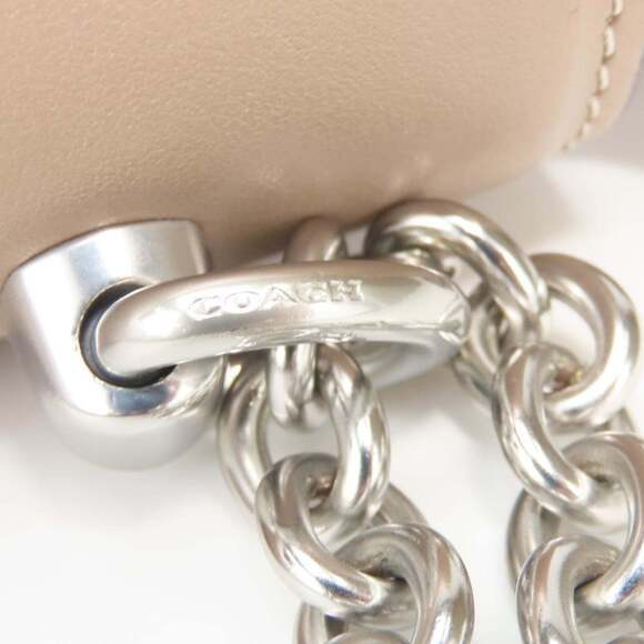 Coach Shoulder Bag CP008 Leather Beige Hardware Chain Women's COACH